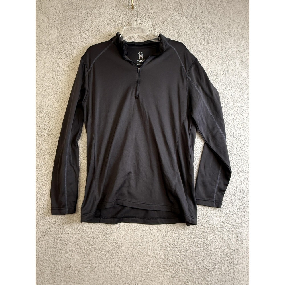 Spyder Pullover Mens XL Black Quarter Zip Base Layer Athletic‎ Style 2197714